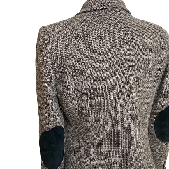 Zara Women Herringbone Blazer Elbow -Patches Brown Size S - Picture 4 of 6